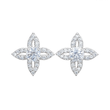 Pair of diamond earrings on a white background