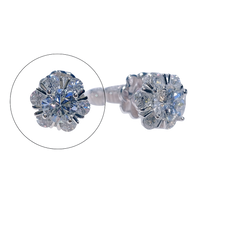 Pair of diamond stud earrings on a white background