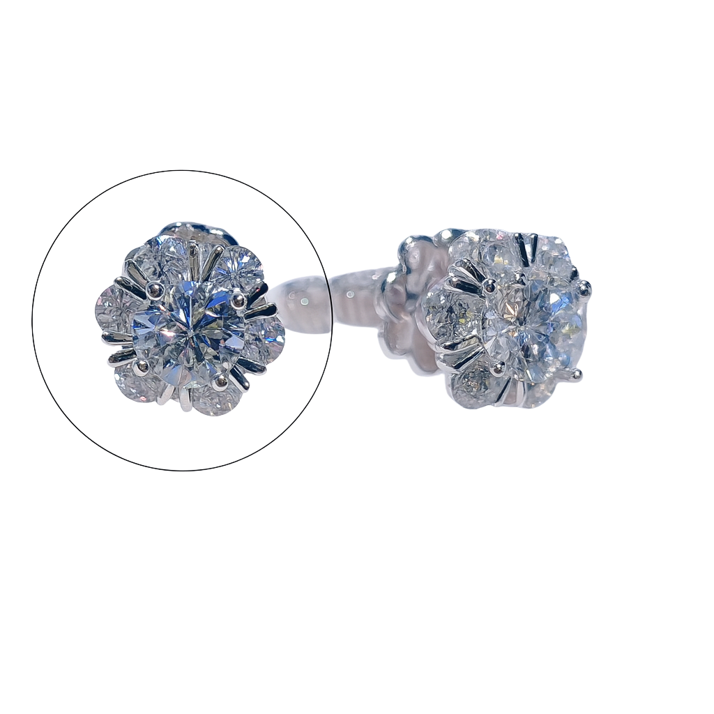 PetalHalo Moissanite Stud Earrings – Classic Sparkle