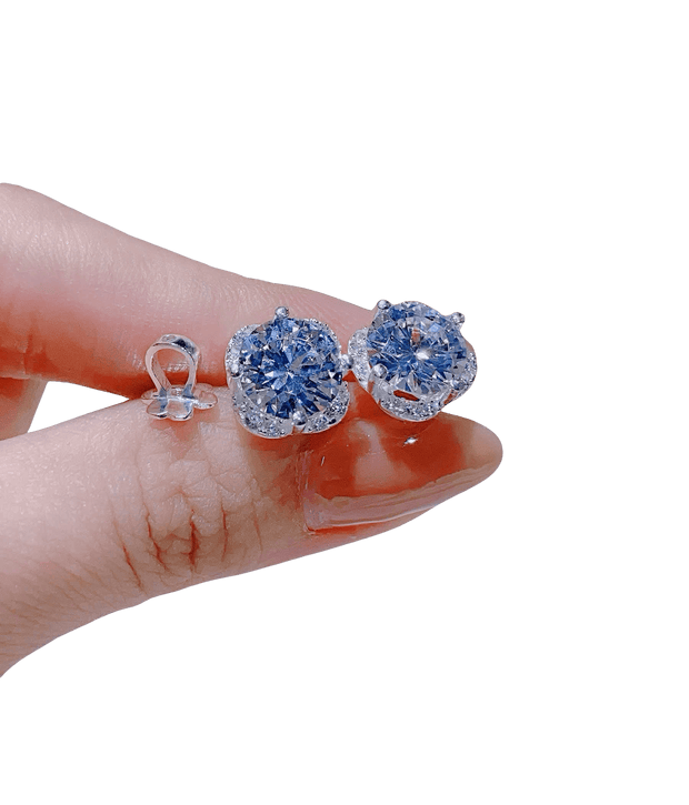 BlueHalo Moissanite Earrings – Oceanic Sparkle Refined