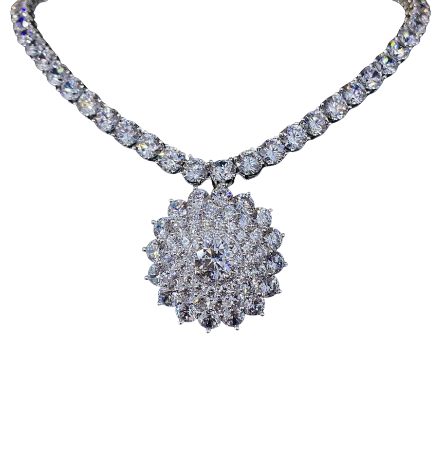 HLJN006 Lumia BloomingLuxe Necklace – Platinum Statement Gifts For Her