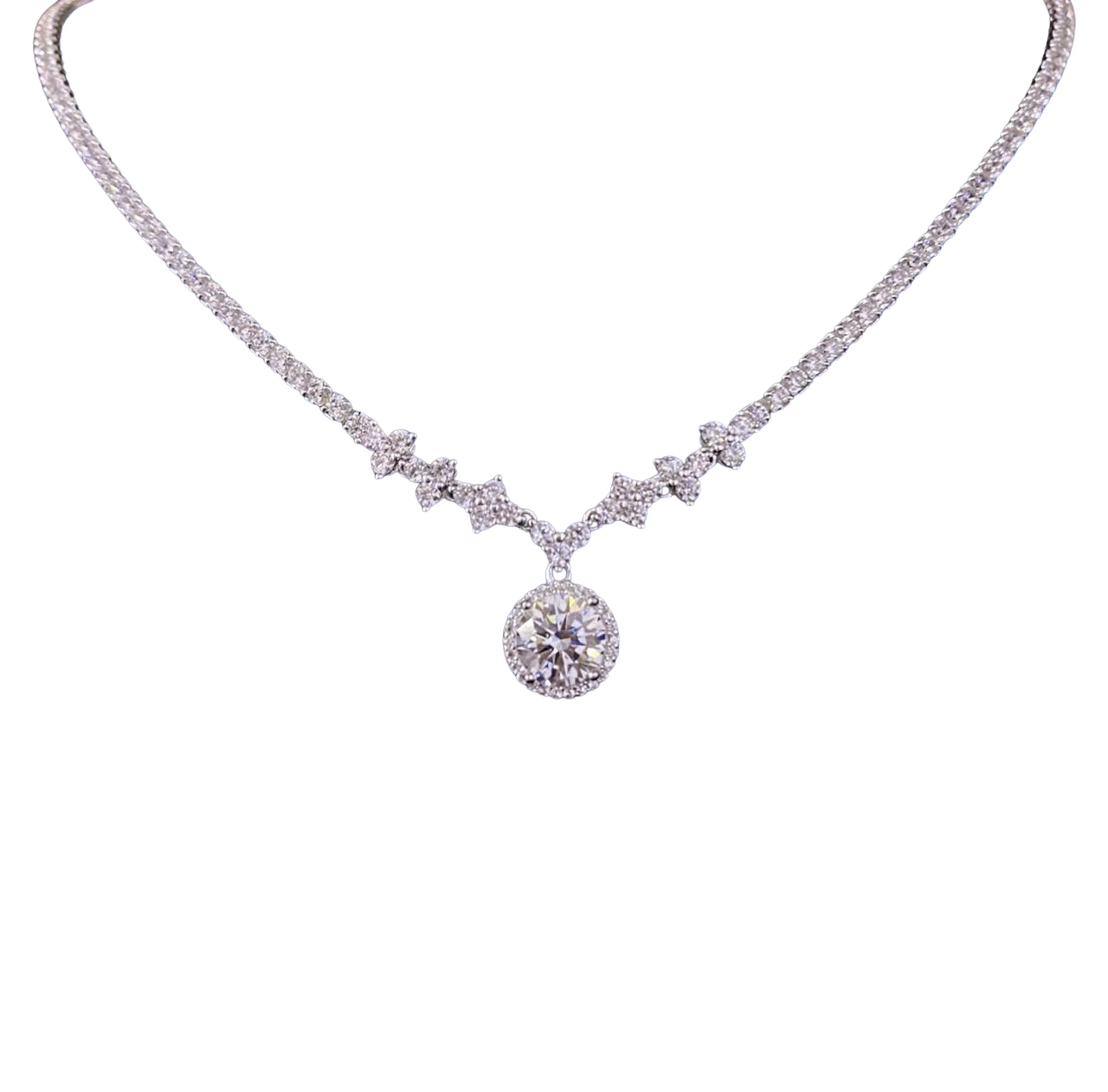 HLJN016 Lumia LeafLuxe Necklace - Platinum Statement Gift
