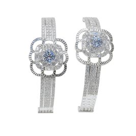 Rosette Halo Pavé Bangle – Garden-Glow Statement