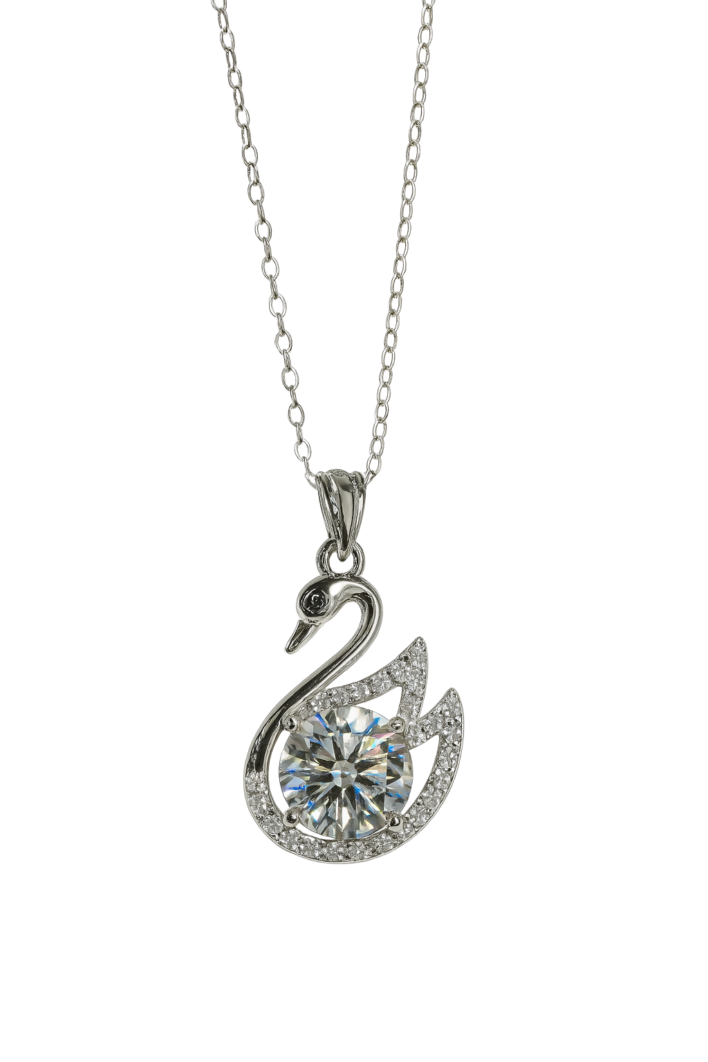 SwanGrace Moissanite Pendant – Elegant Curve, Eternal Shine