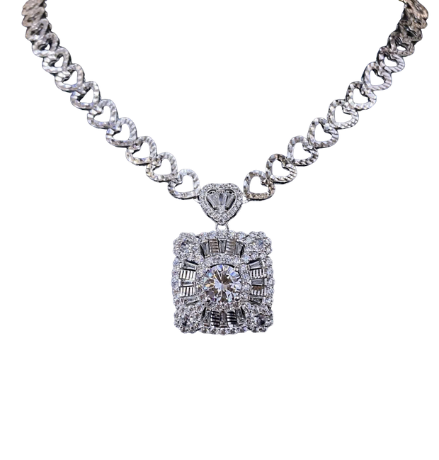 HLJN007 Lumia HeartLinkLuxe Necklace - Platinum Statement Gifts For Her