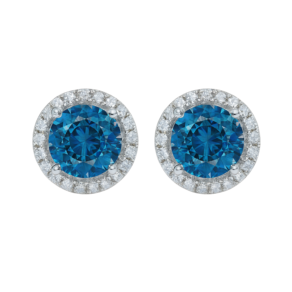 Azure Halo Moissanite Stud Earrings – Tranquil Brilliance