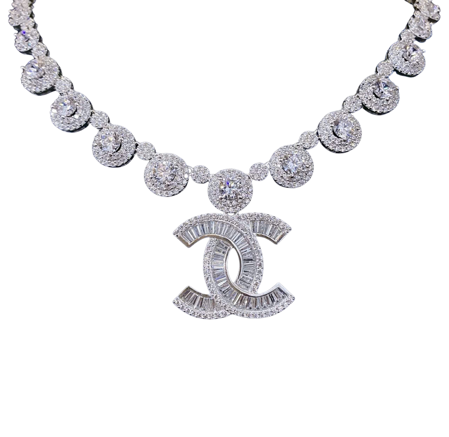 HLJN008 Lumia InterlockingLuxe  Necklace – Platinum Statement Gift