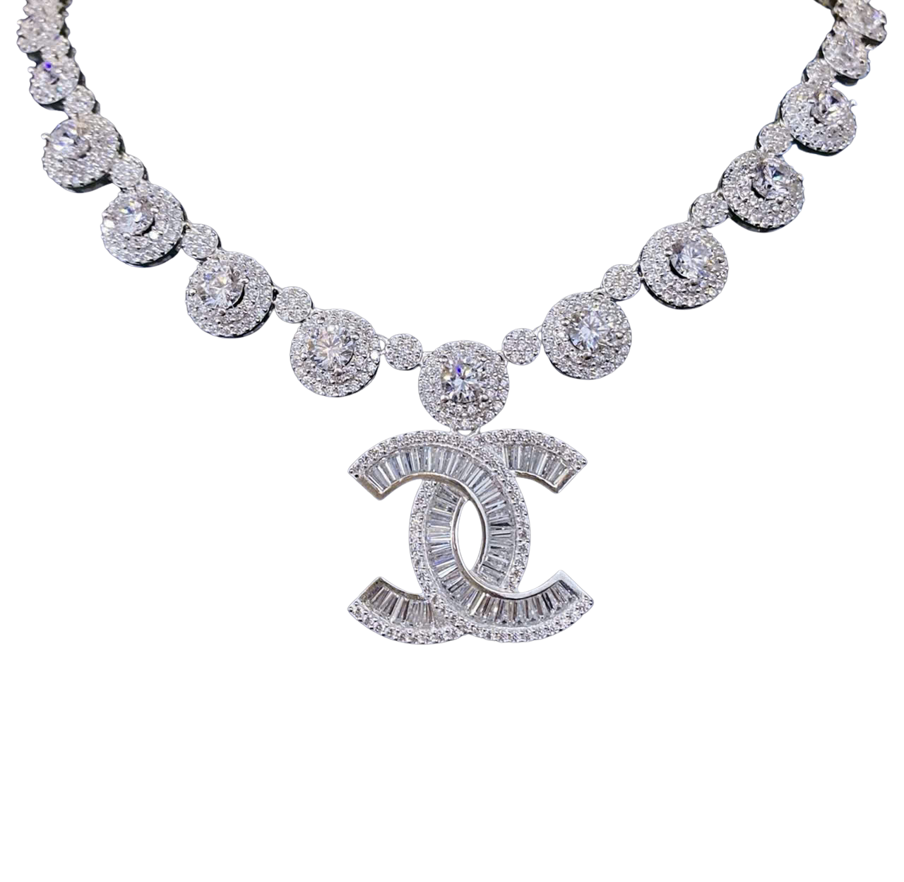 HLJN008 Lumia InterlockingLuxe  Necklace – Platinum Statement Gift