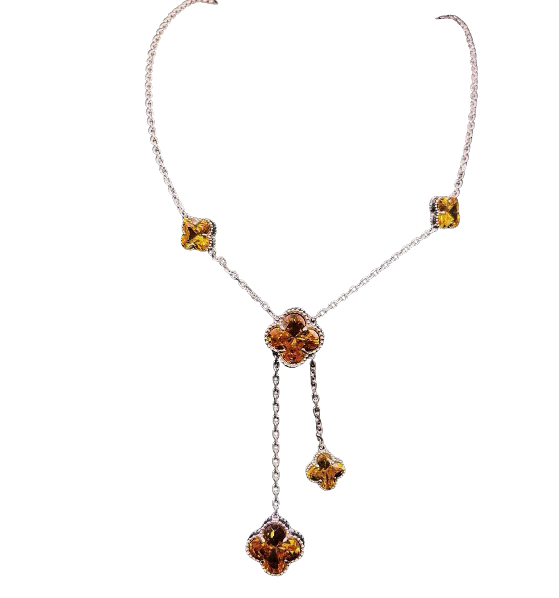 HLJN018 Lumia CloverCascade Necklace – Platinum Statement Gift