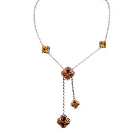 HLJN018 Lumia CloverCascade Necklace – Platinum Statement Gift