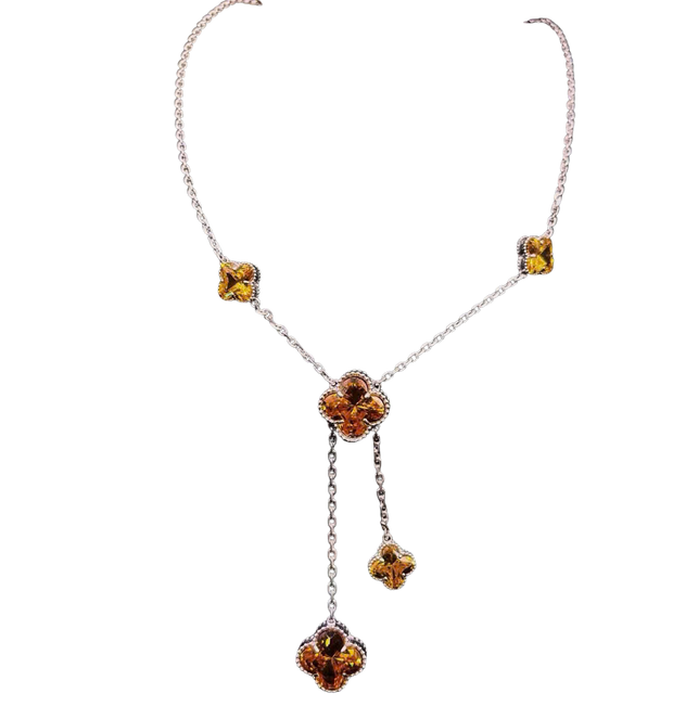 HLJN018 Lumia CloverCascade Necklace – Platinum Statement Gift