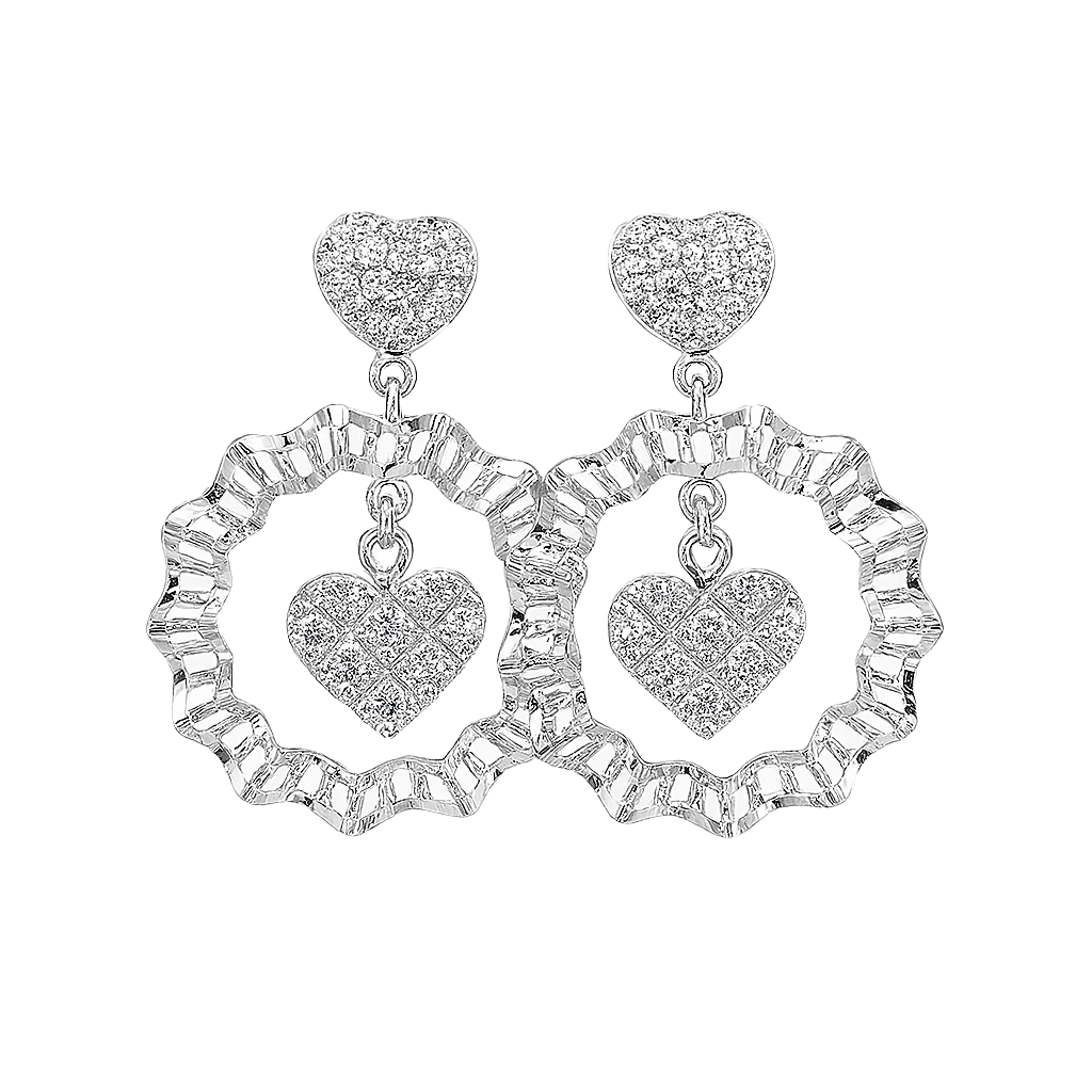 Ruffle Heart Dangle Earrings