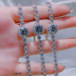 Diamond bracelet on a hand with a blurred background