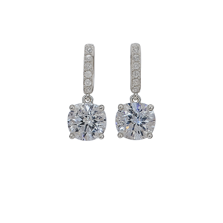Diamond earrings on a white background