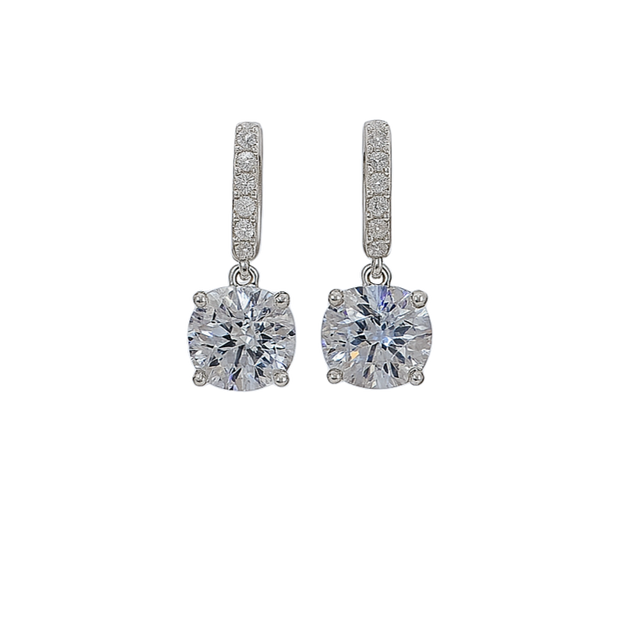 Diamond earrings on a white background