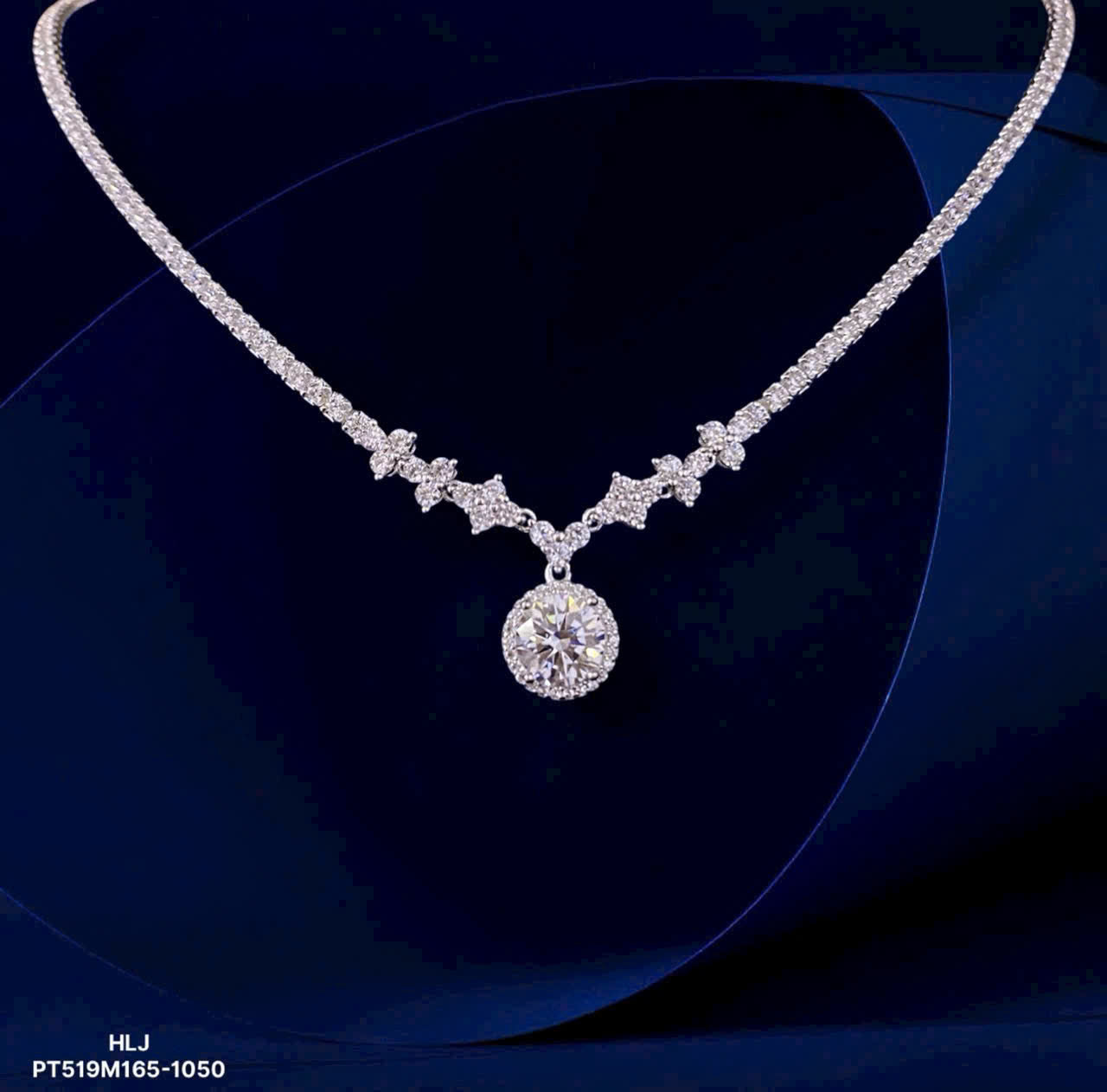 Diamond necklace on a dark background