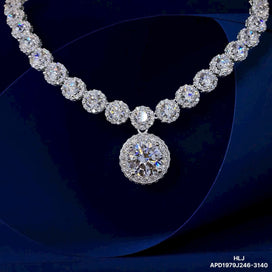 Diamond necklace on a dark blue background