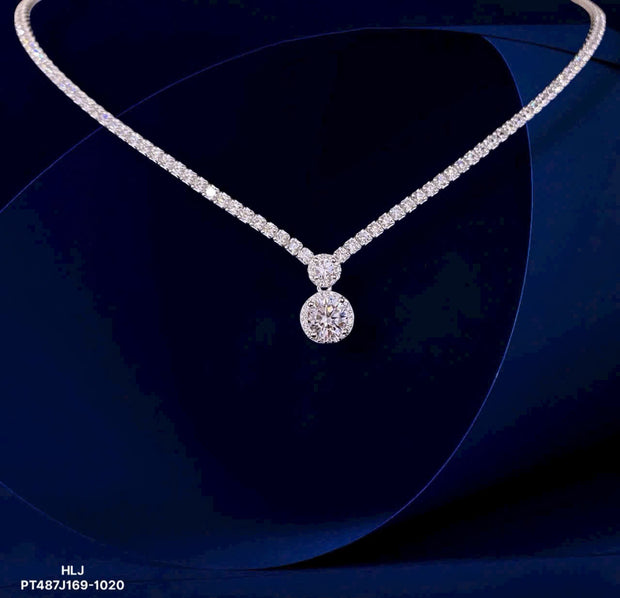 Diamond necklace on a dark blue background