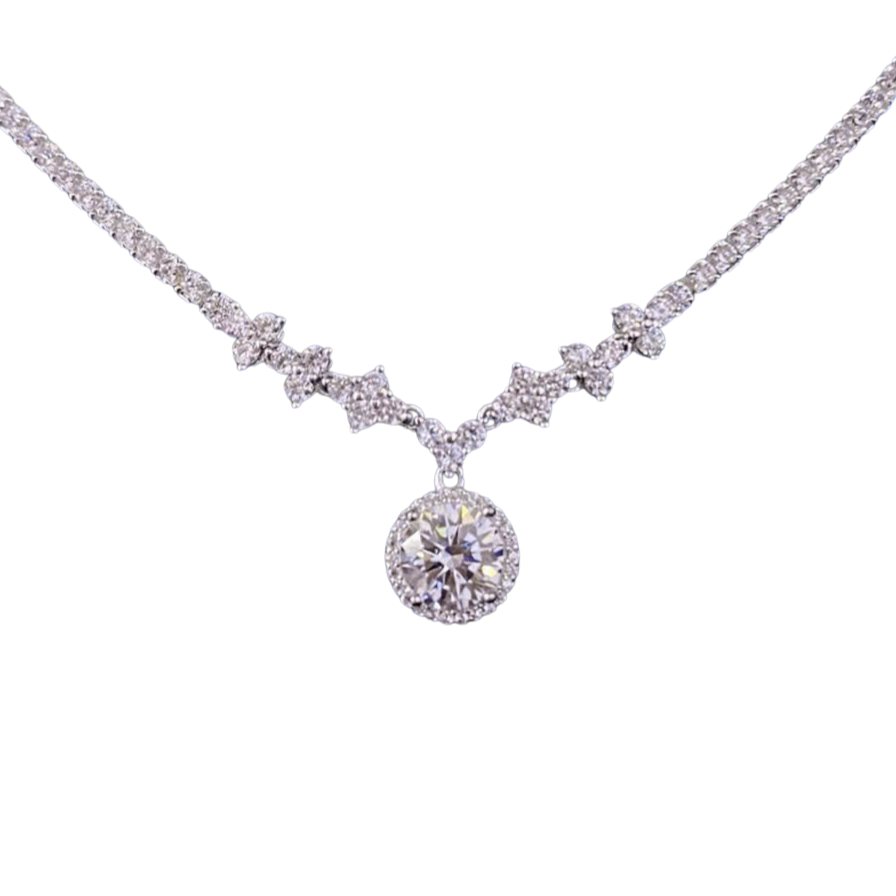 Diamond necklace on a white background