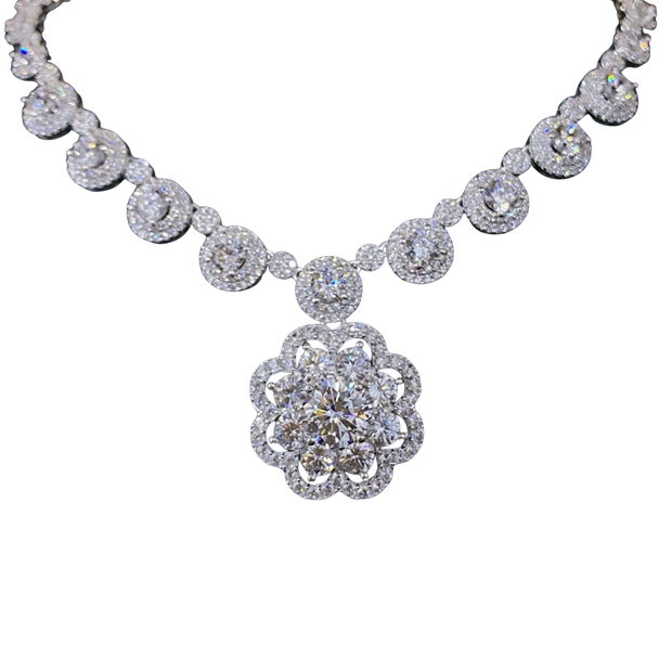 Diamond necklace on a white background