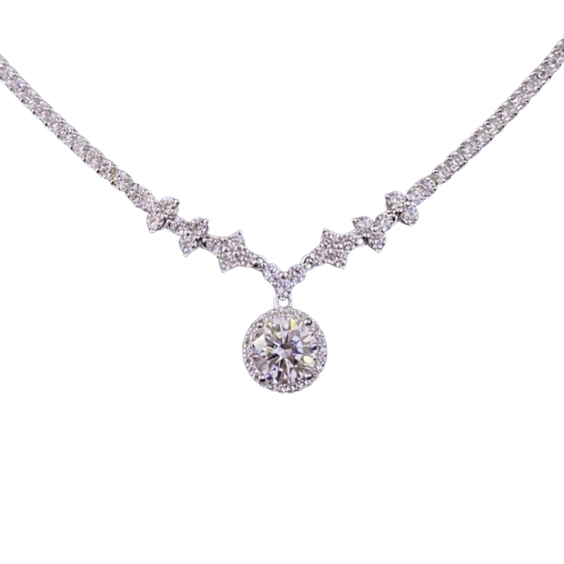 Diamond necklace on a white background