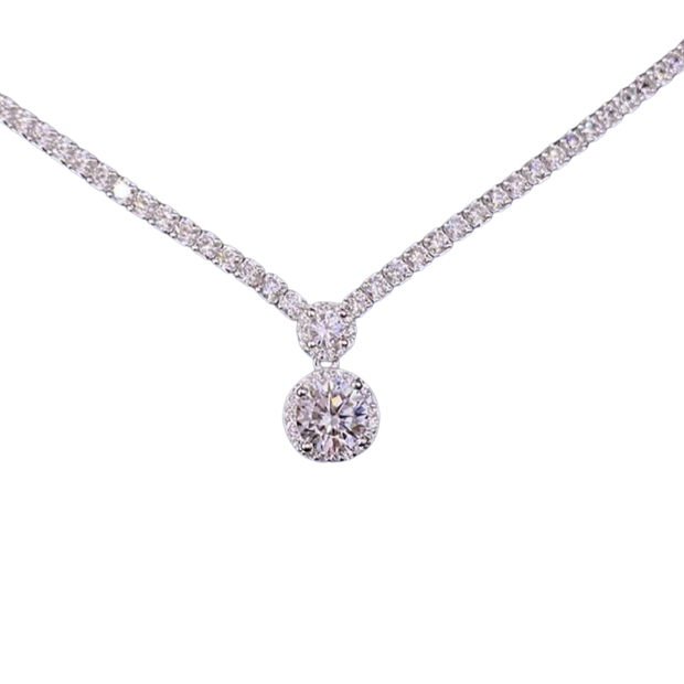Diamond necklace on a white background