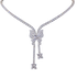 Diamond necklace with a bow-shaped pendant on a white background
