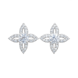Pair of diamond earrings on a white background