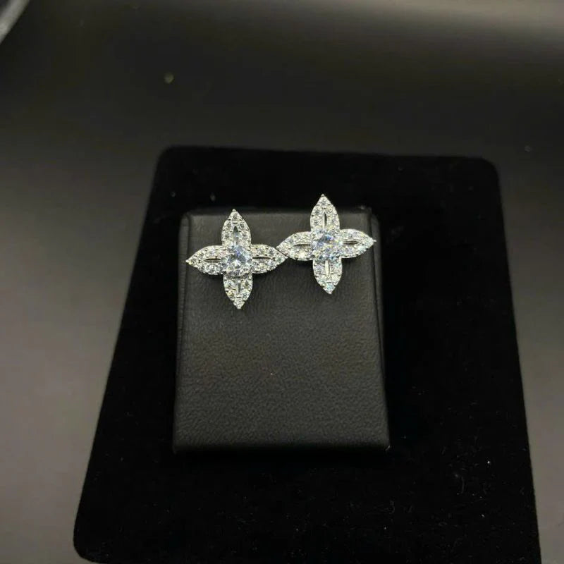 Pair of diamond earrings on a black display box