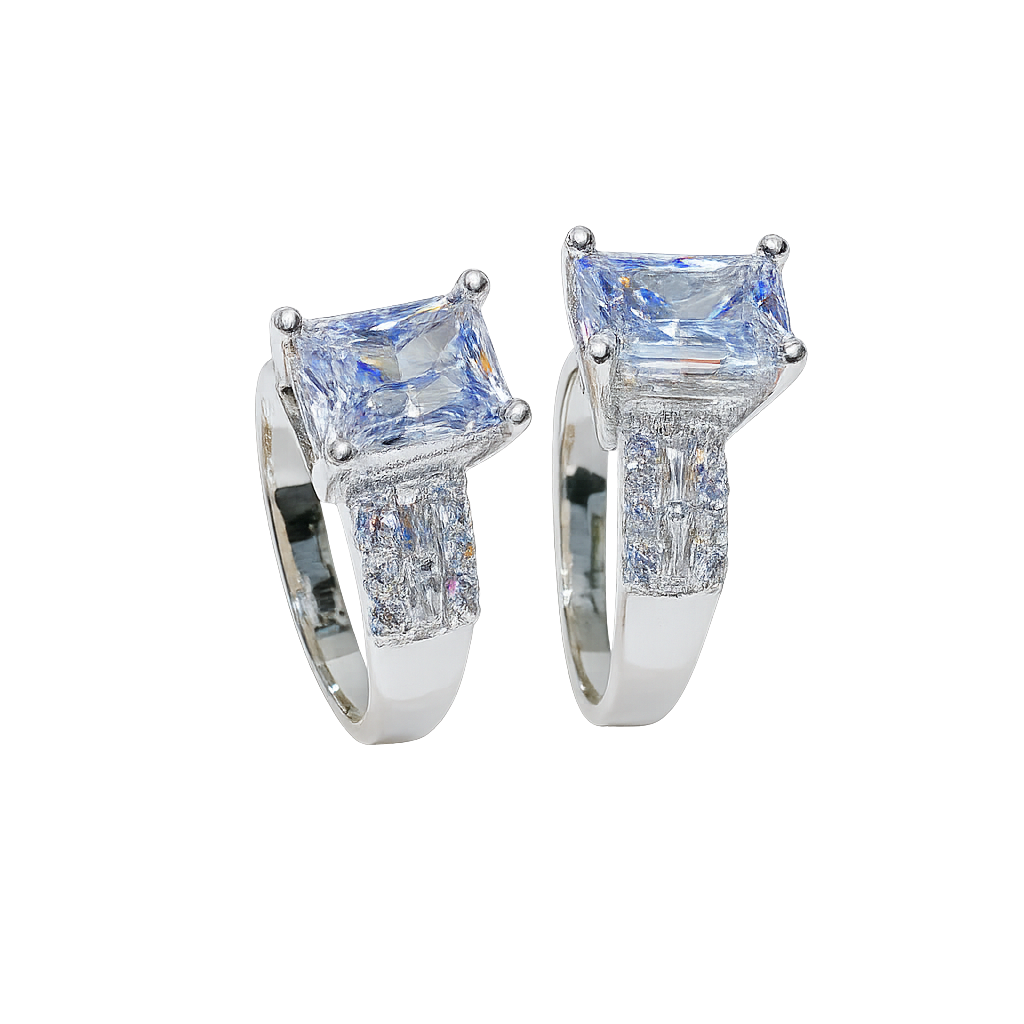 Pair of diamond ring on a white background