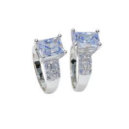 Pair of diamond ring on a white background