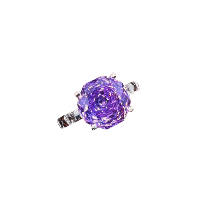 Purple rose-shaped object on a white background