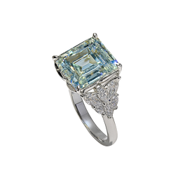 Ring with a large rectangular gemstone on a white background