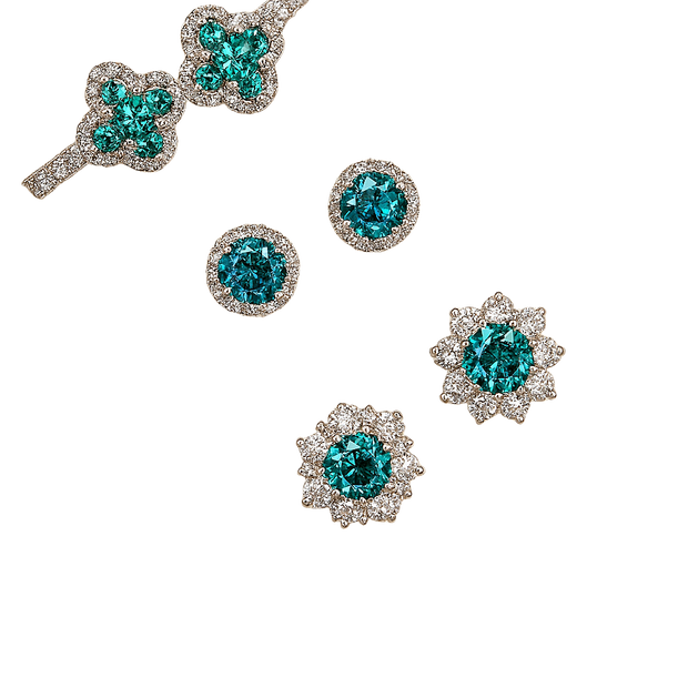 Set of turquoise gemstone earrings on a white background