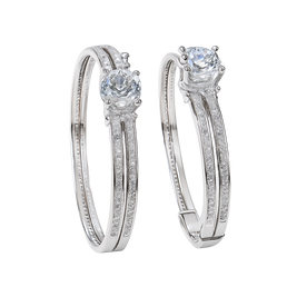 Silver bracelet with gemstones on a white background