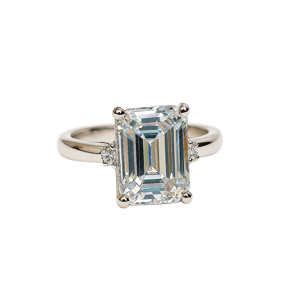 HLJR024 Aura EmeraldLuxe Ring - Platinum Statement Gift