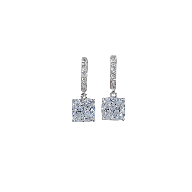CushionAura CZ Drop Earrings – Effortless Gala Sparkle