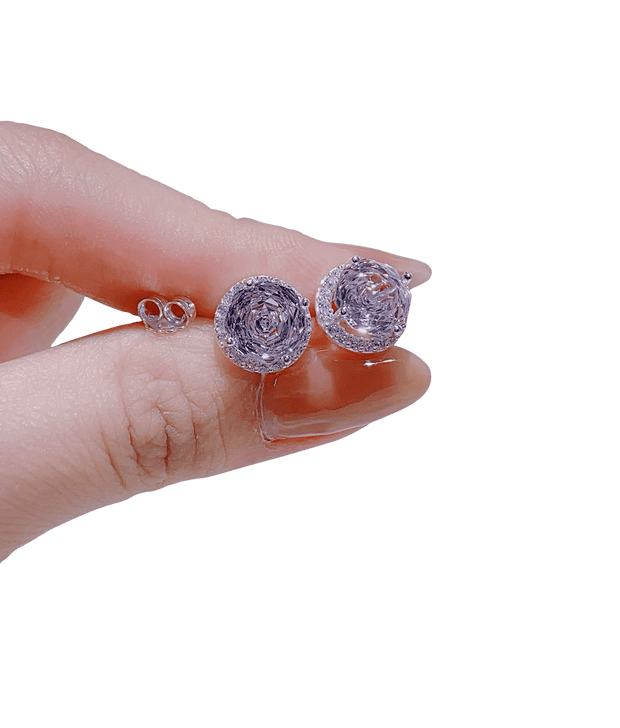 WhirlAura Moissanite Halo Studs Earrings– Hypnotic Sparkle, Effortless Luxe