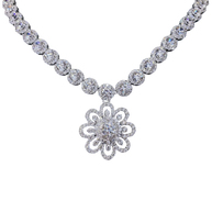 HLJN009 Lumia FloralLuxe Necklace - Platinum Statement Gift