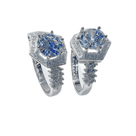 HexaCrown CZ Moissanite Ring – Architectural Sparkle