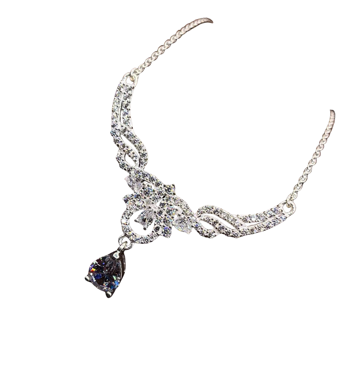 Lustre Vine CZ Necklace – Garden Bloom Elegance