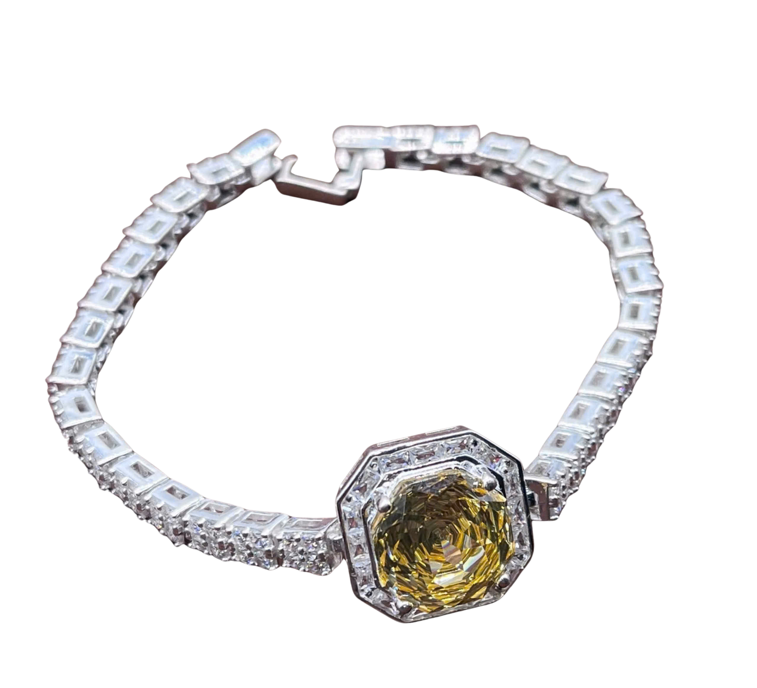 Crimson Octagon Halo Bracelet – Centerpiece Glow