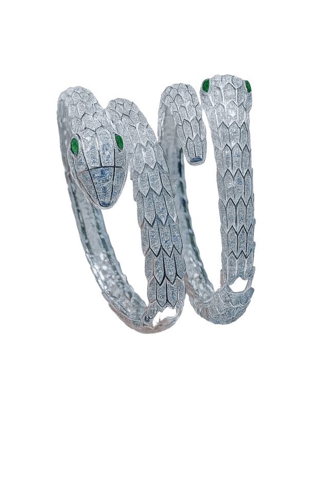 Serpentina Pavé Snake Bangle – Power. Poise. Platinum Shine.