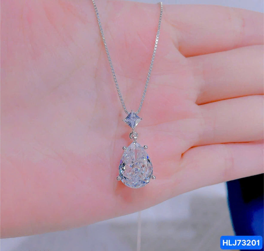 Sunlit Pear Halo CZ Necklace – Fancy Yellow