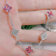 CloverGlow Station Necklace – Sunshine Sparkle