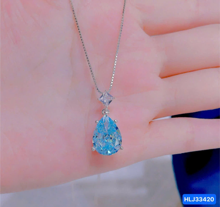 Sunlit Pear Halo CZ Necklace – Fancy Yellow