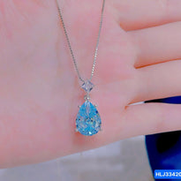 Sunlit Pear Halo CZ Necklace – Fancy Yellow