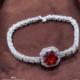 Crimson Octagon Halo Bracelet – Centerpiece Glow