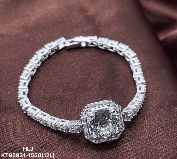 Crimson Octagon Halo Bracelet – Centerpiece Glow