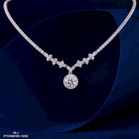 HLJN016 Lumia LeafLuxe Necklace - Platinum Statement Gift
